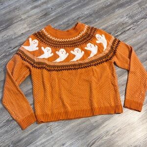 NWOT Spooky Ghosts Fall Fair Isle Sweater L